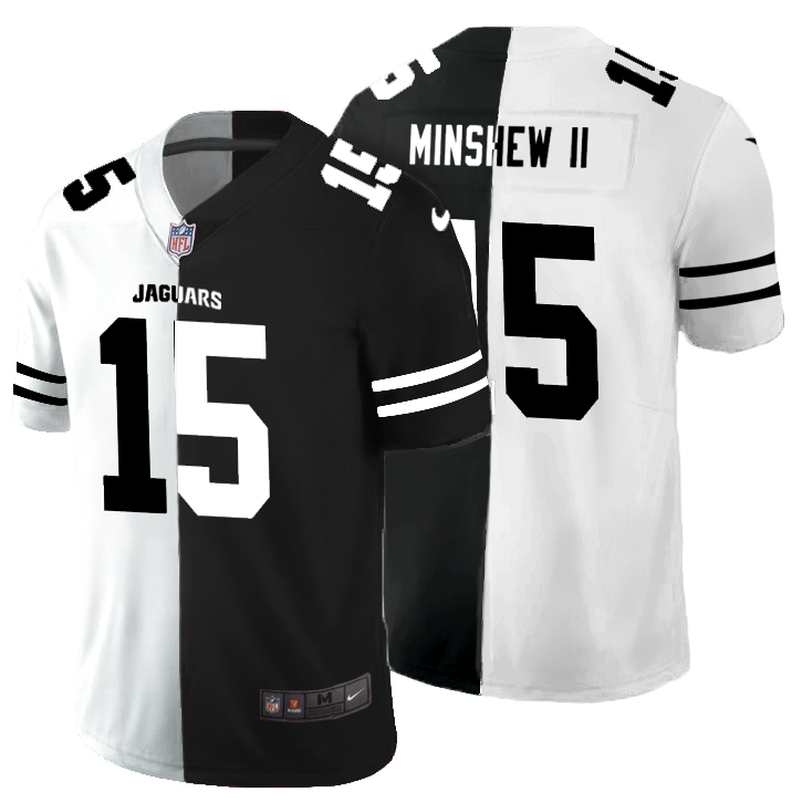 Men Nike Jacksonville Jaguars #15 Gardner Minshew II  Black V White Peace Split  Vapor Untouchable Limited NFL Jersey->jacksonville jaguars->NFL Jersey